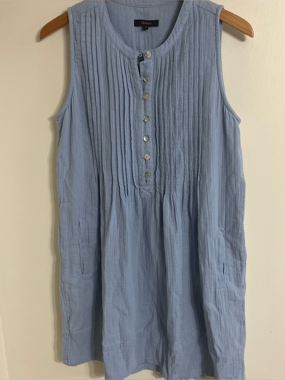Quince organic cotton gauze swing dress M
